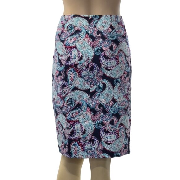 TALBOTS Petites Paisley Print Cotton Spandex Knee-Length Skirt Size 14P - Picture 2 of 16